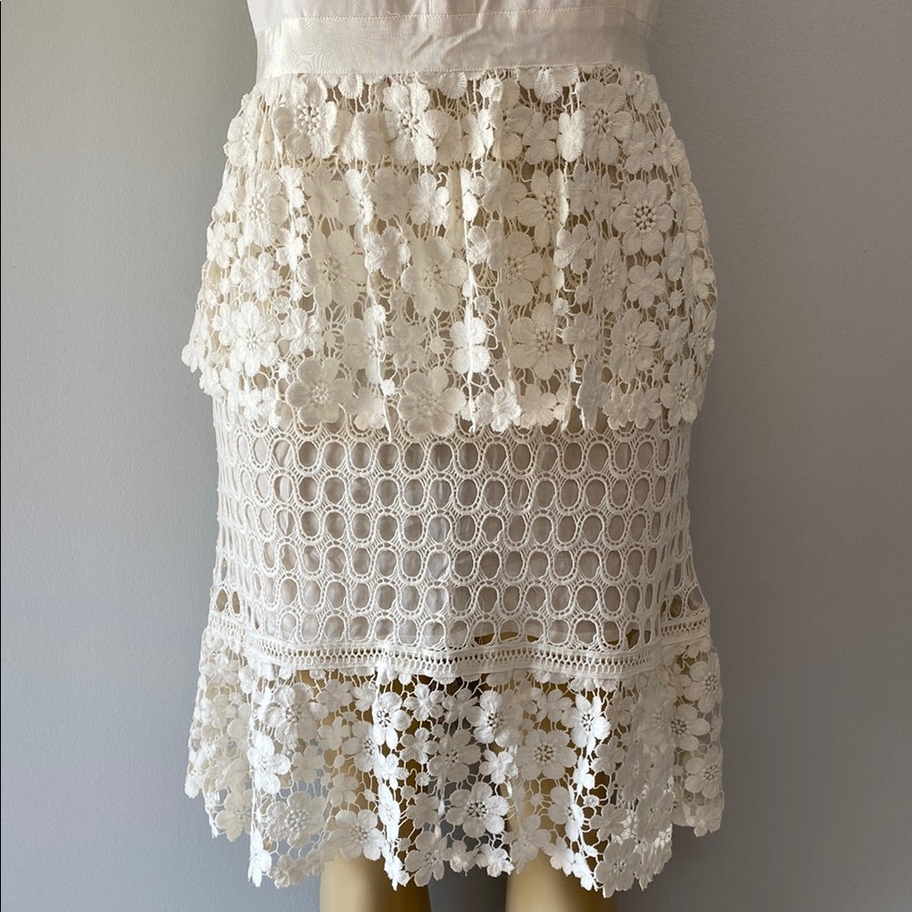 Boston Proper White Lace Tiered Dress Size 14 - Picture 4 of 7